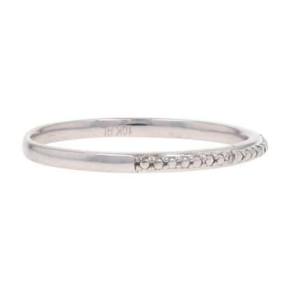 10K White Gold Round Single Cut Diamond Accented Band