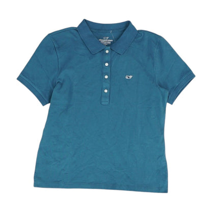 Blue Solid Short Sleeve Polo