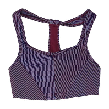 Maroon Striped Sports Bra
