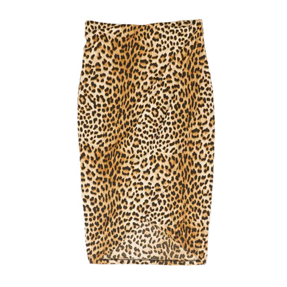 Brown Animal Print Midi Skirt