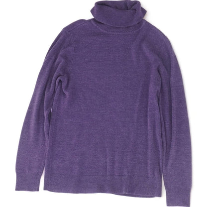 Purple Solid Turtleneck Sweater