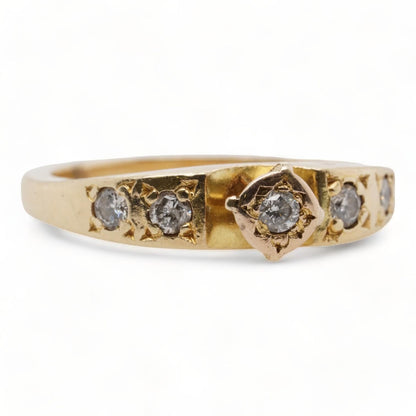 14K Gold Round Diamond Engagement Ring With Diamond Accents
