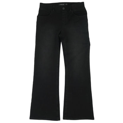 Black Solid Mid Rise Bell Bottom Jeans