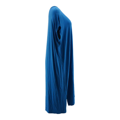 Blue Solid Midi Dress