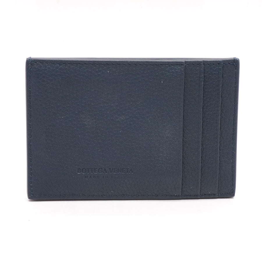 Navy Leather Cassett Card Case Wallet