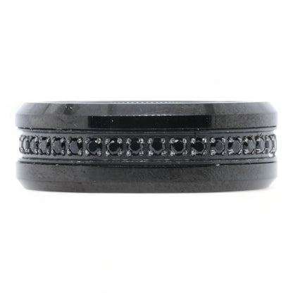 Black Tungsten With Black Cubic Zirconia Band