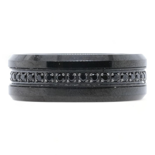 Black Tungsten With Black Cubic Zirconia Band