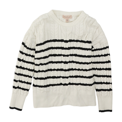 White Striped Pullover Sweater