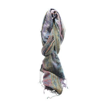 Green Paisley Silk Scarf