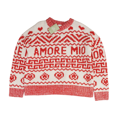 Red Graphic Pullover Sweater
