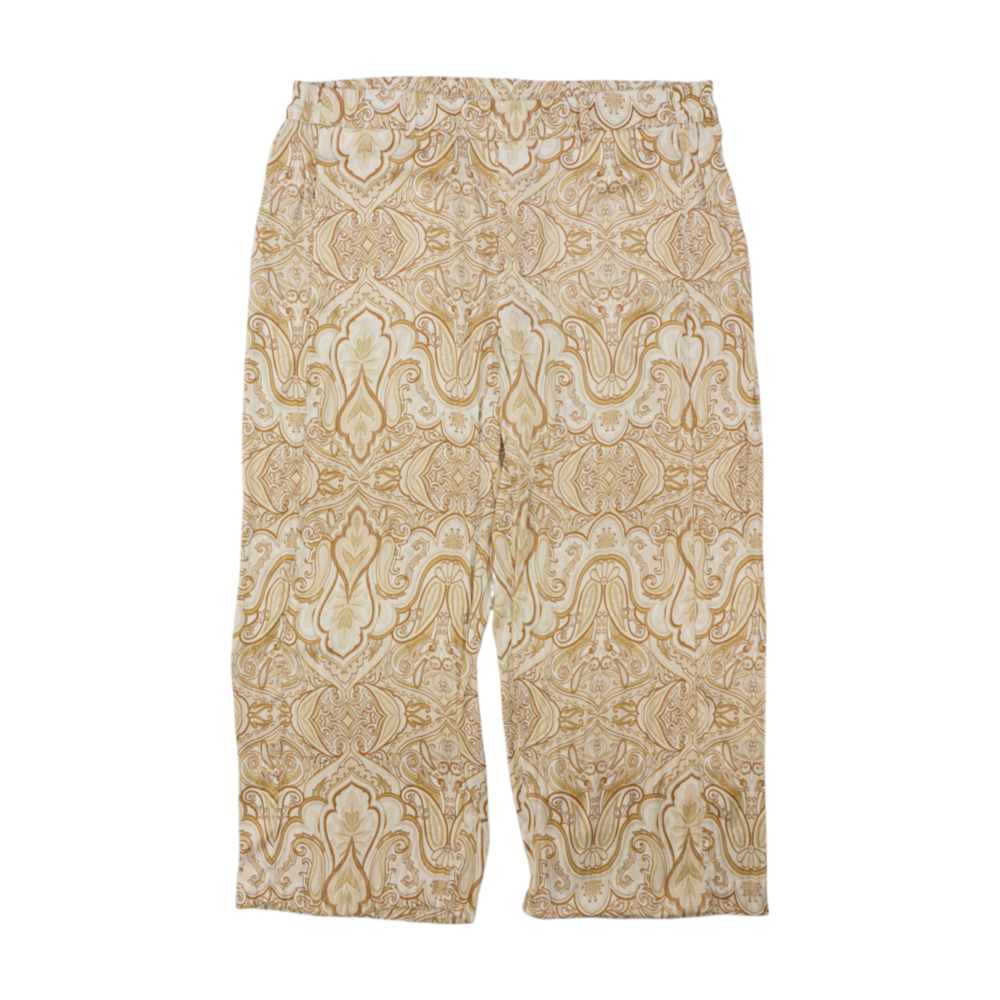 Beige Plus Size Paisley Wide Leg Pants