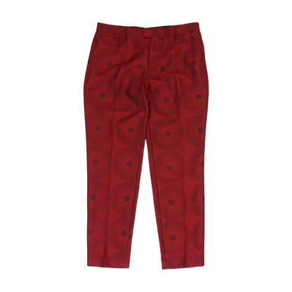 Red Print Slim Pants