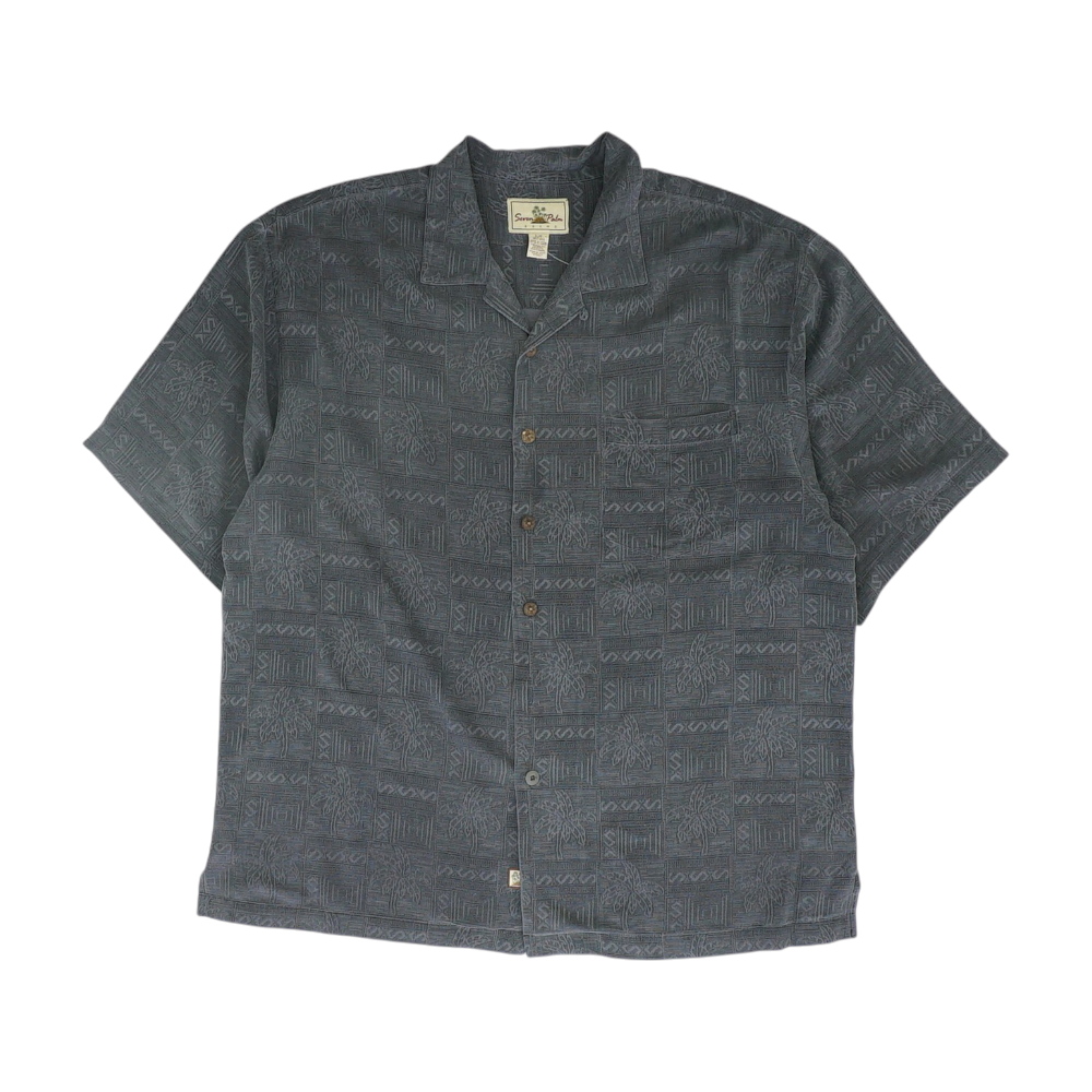 Charcoal Print Short Sleeve Button Down