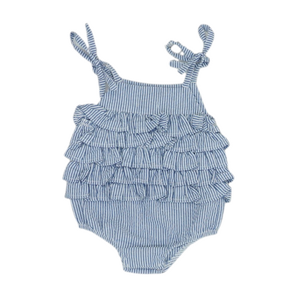 Blue Striped Sleeveless One-Piece