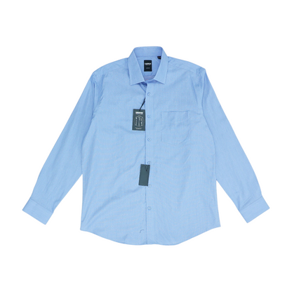 Blue Geometric Long Sleeve Button Down