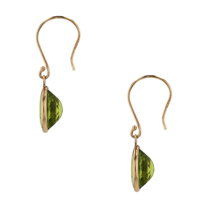 14K Yellow Gold Peridot Dangle Earrings