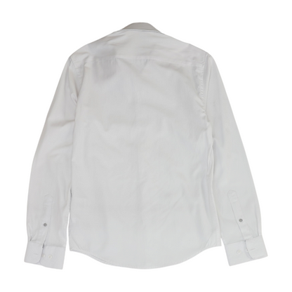 White Solid Long Sleeve Button Down