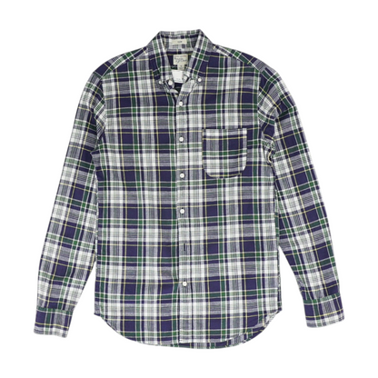 Navy Plaid Long Sleeve Button Down
