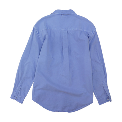 Blue Solid Long Sleeve Button Down