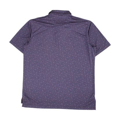 Navy Print Short Sleeve Polo