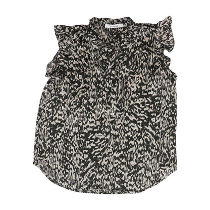 Black Animal Print Sleeveless Blouse