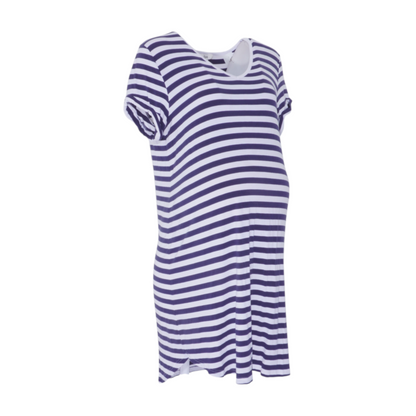 Navy Striped Midi Dress