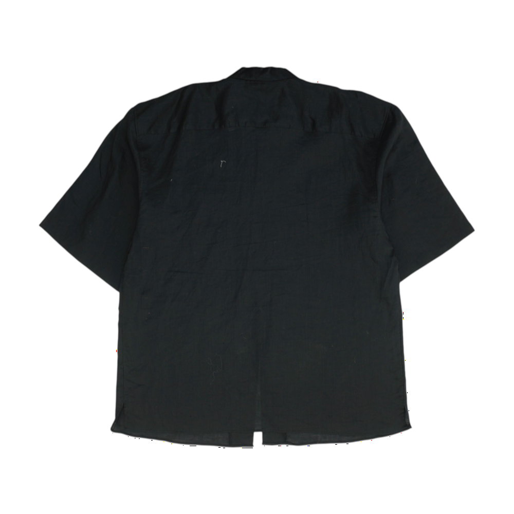 Black Big & Tall Solid Short Sleeve Button Down