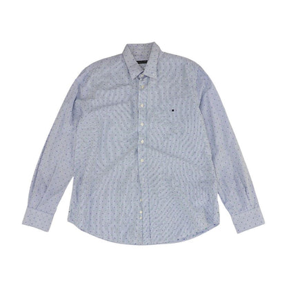 Blue Polka Dot Long Sleeve Button Down
