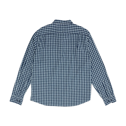 Navy Check Long Sleeve Button Down