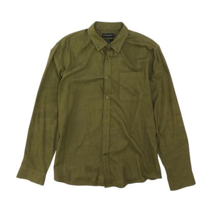 Green Solid Long Sleeve Button Down