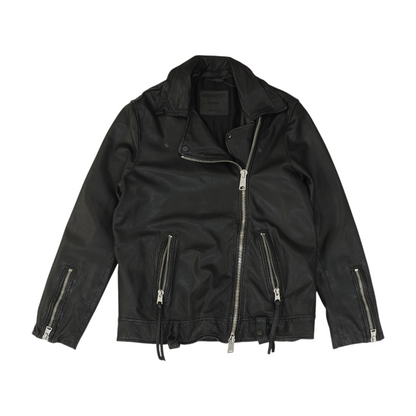 Black Solid Leather Jacket