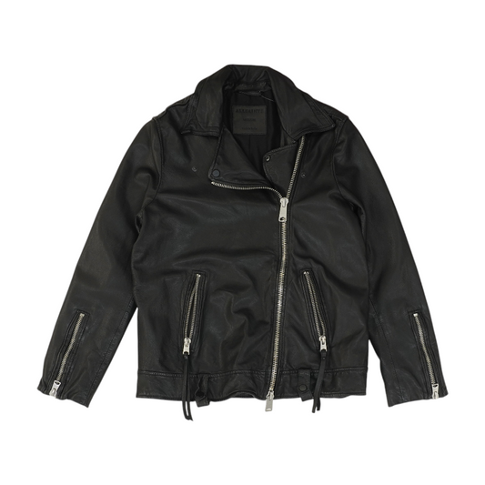 Black Solid Leather Jacket
