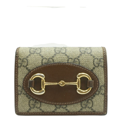 Beige and Dark Brown New GG Monogram Coated Canvas Horsebit 1955 Small Wallet