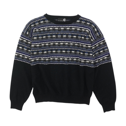 Vintage Black Color Block Pullover Sweater