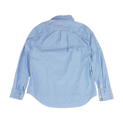 Blue Solid Long Sleeve Button Down