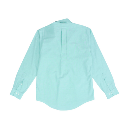 Green Solid Long Sleeve Button Down