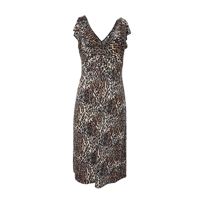 Tan Animal Print Midi Dress