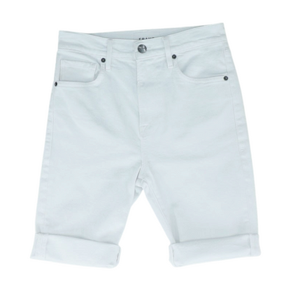 White Solid Denim Shorts