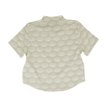 Beige Print Button Down