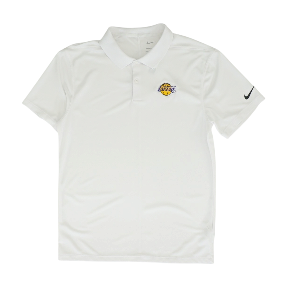 White LA Lakers Solid Short Sleeve Polo