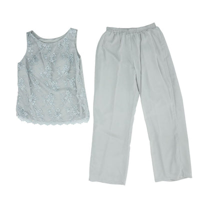 Gray Floral Blouse and Pant Set