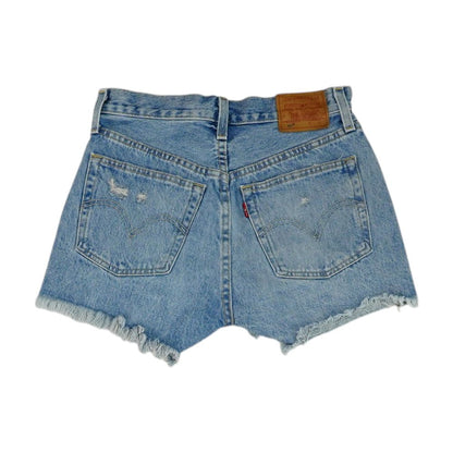 Blue Solid Denim Shorts
