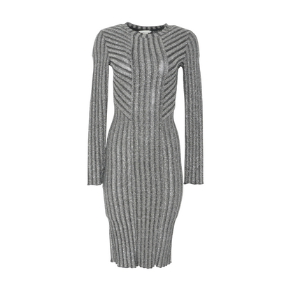 Silver Striped Midi Dress