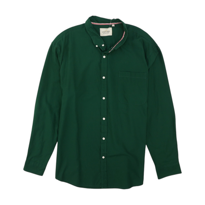 Green Solid Long Sleeve Button Down