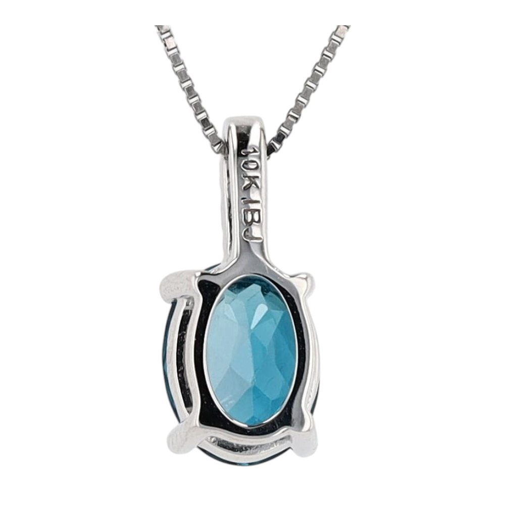 10K White Gold Blue Topaz Pendant Necklace – Image 4