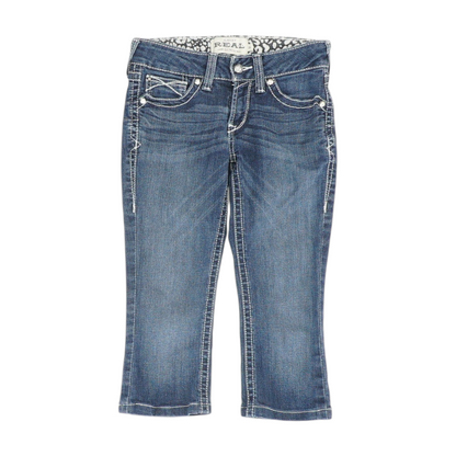 Navy Solid Denim Capris