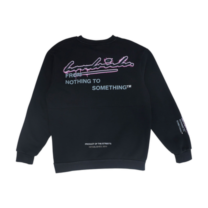 Black Solid Sweatshirt Pullover