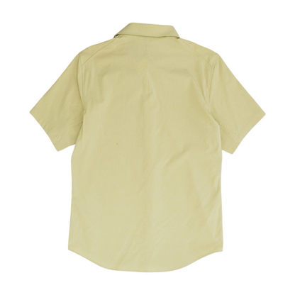 Green Solid Short Sleeve Button Down