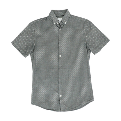 Gray Print Short Sleeve Button Down