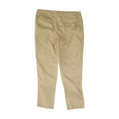 Beige Print Slim Pants